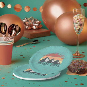 Plato De Papel Montañas pastel vintage están llamando monograma