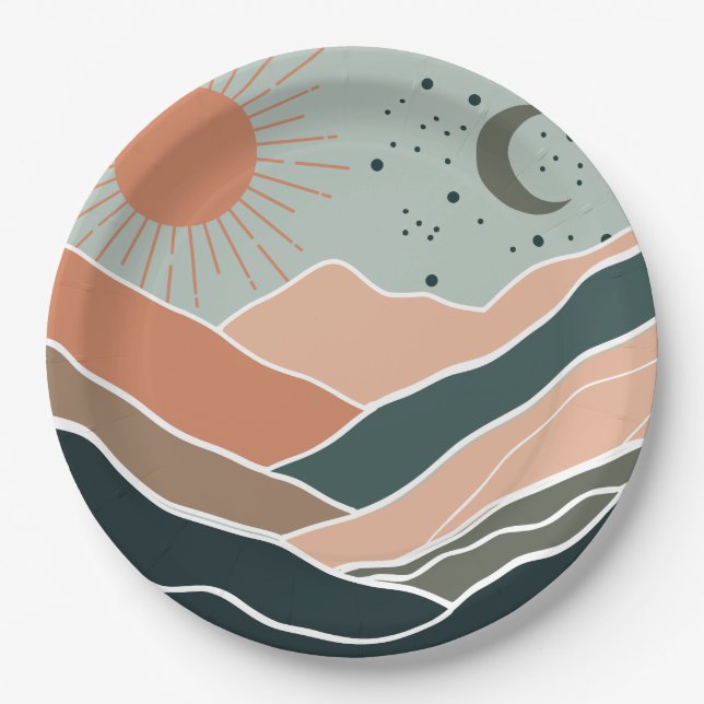 Plato De Papel Montañas Sun y Moon (Anverso)