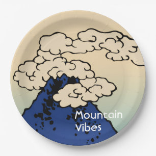 Plato De Papel Monte Fuji con Nubes Agrega tu Nombre