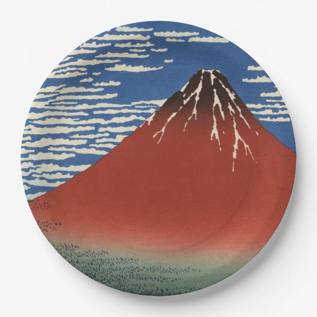 Plato De Papel Monte Fuji en clima transparente (Fuji rojo) (Hoku (Anverso)