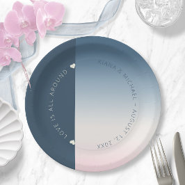 Plato De Papel Mood Gradient Wedding Prussian Sky ID741
