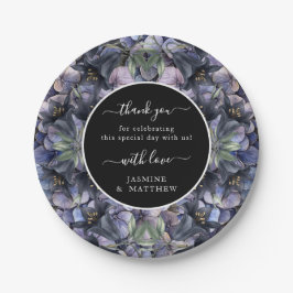 Plato De Papel Moody Black Floral Classic Thank You Chic Wedding