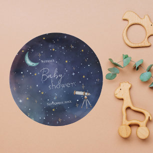 Plato De Papel Moody Celestial Sky Moon & Stars Baby Shower