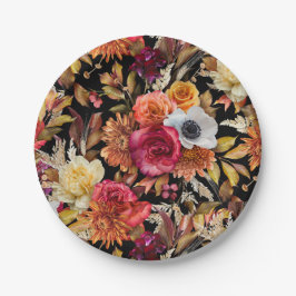 Plato De Papel Moody Fall Floral Romántica Ducha nupcial