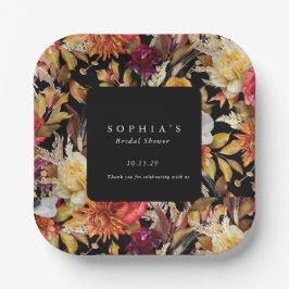 Plato De Papel Moody Fall Floral Romántica Ducha nupcial
