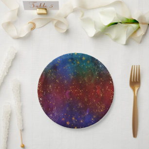 Plato De Papel Moody Ombre Psicodelia Grunge Gold Stardust