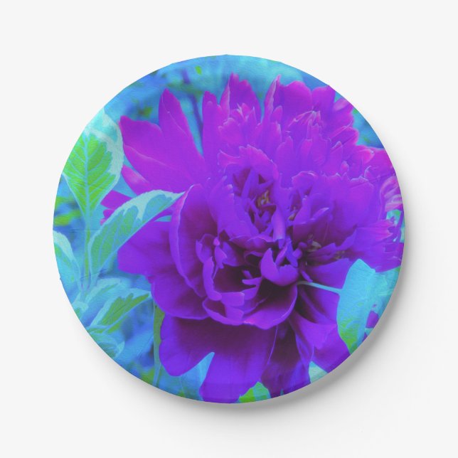 Plato De Papel Moody Purple Peony con el hermoso follaje de Weige (Anverso)
