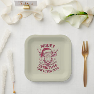 Plato De Papel Mooey Navidades Western Cow Lover Club Xmas