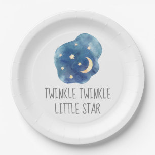 Plato De Papel Moon and Stars Twinkle Twinkle Little Star