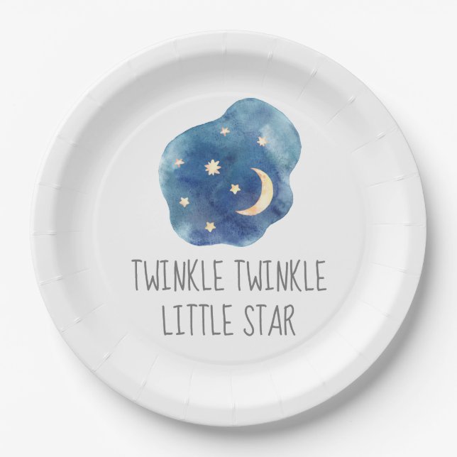 Plato De Papel Moon and Stars Twinkle Twinkle Little Star (Anverso)