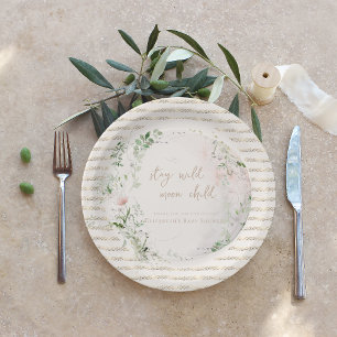 Plato De Papel Moon Child   Boho Hippie Baby Shower