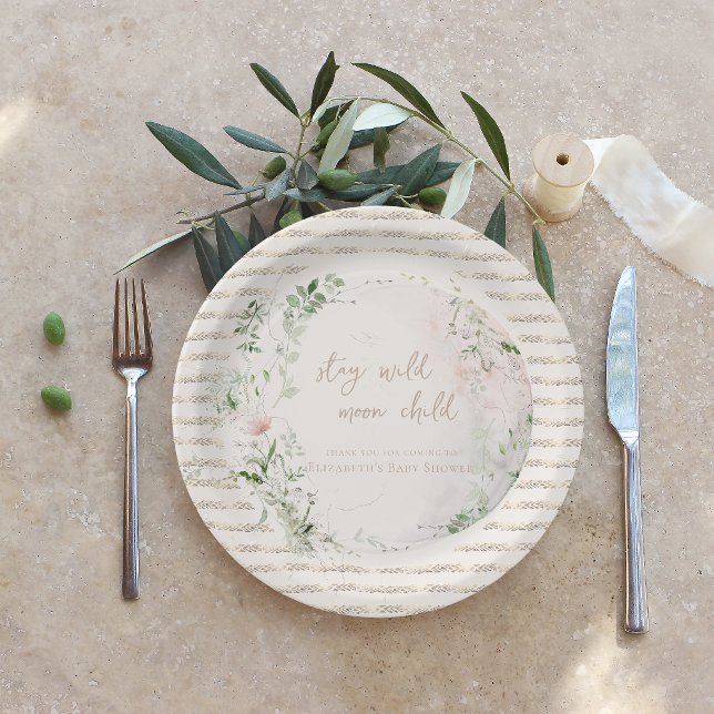 Plato De Papel Moon Child | Boho Hippie Baby Shower (Subido por el creador)
