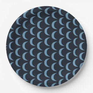 Plato De Papel Moon moderna azul y cuarto negro