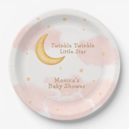 Plato De Papel Moon Stars Twinkle Twinkle Girl Baby Shower