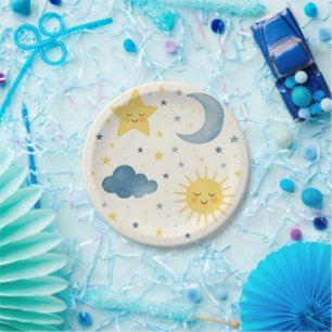 Plato De Papel Moon, Sun, Stars & Cloud Baby Shower