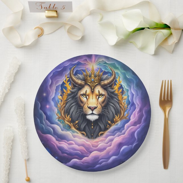 Plato De Papel Moonlit Guardians – Cosmic lion. (Boda)