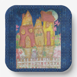 Plato De Papel Moonlit Whimsical Houses