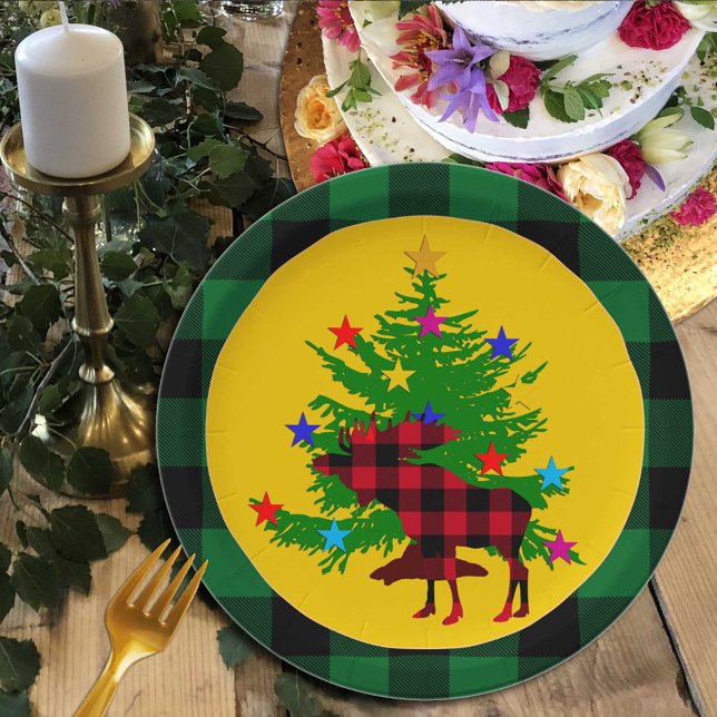 Plato De Papel Moose, árbol, escúfalo verde de Navidades rusos (Subido por el creador)