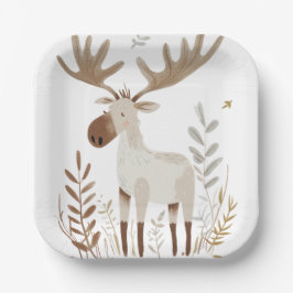 Plato De Papel Moose de acuarela minimalista