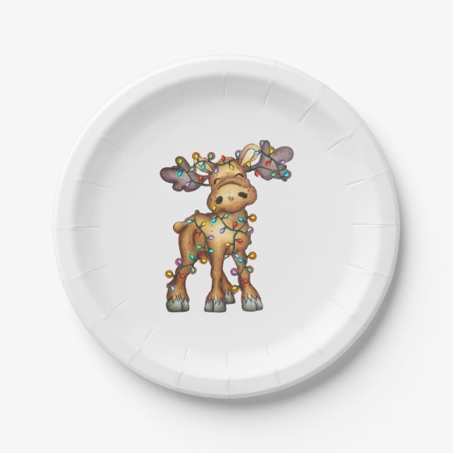 Plato De Papel Moose Navidades (Anverso)