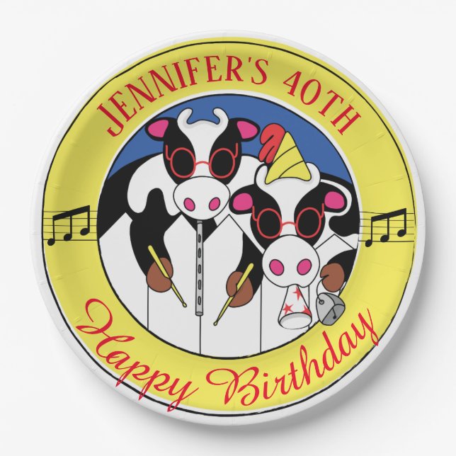 Plato De Papel Moosicians Funny Birthday Party (Anverso)