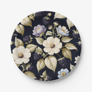 Plato De Papel Mora y Flores