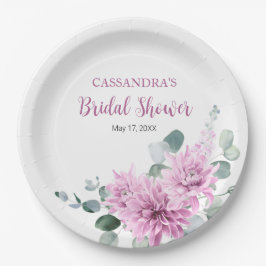 Plato De Papel Morado Dahlia Eucalyptus Greenery Ducha Bridal