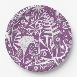Plato De Papel Morado floral botatánico moderno