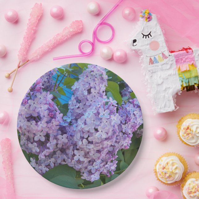 Plato De Papel Morado Lilac Blooms Floral (Fiesta)