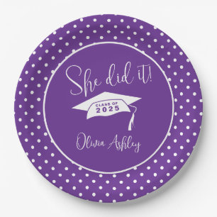 Plato De Papel Morado Lo Hizo Graduación
