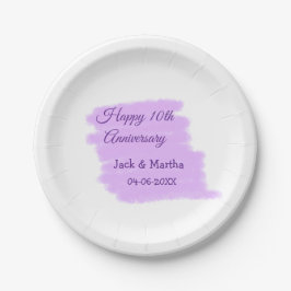 Plato De Papel Morado salpicón acuático moderno 10 aniversario