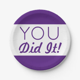 Plato De Papel Morado y blanco lo hiciste graduación