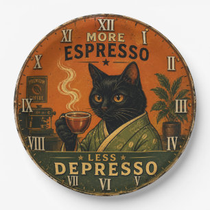 Plato De Papel More Espresso Less Depresso Cat