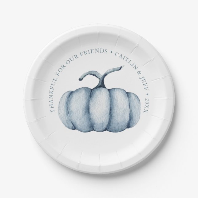 Plato De Papel Morfología de la calabaza de Acción de Gracias acu (Anverso)