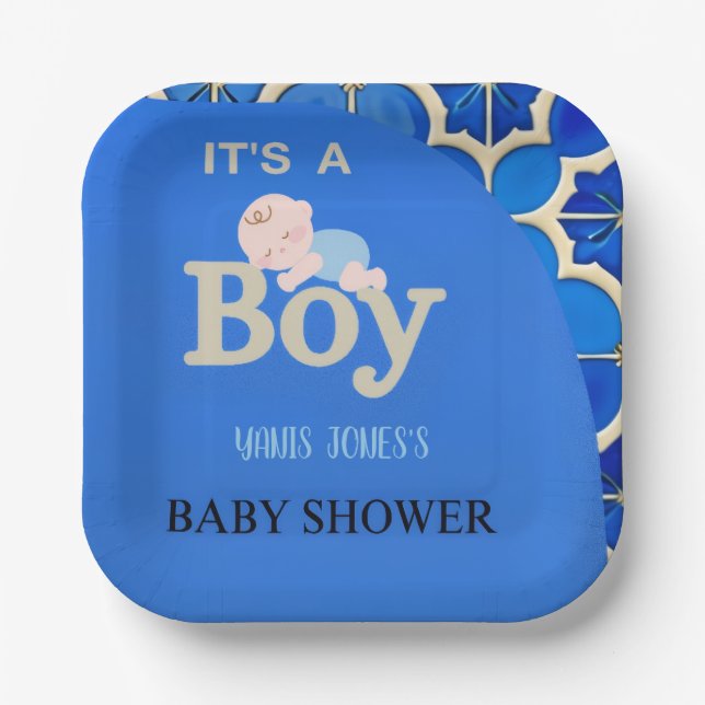Plato De Papel Moroccan Boy Baby Shower  (Anverso)