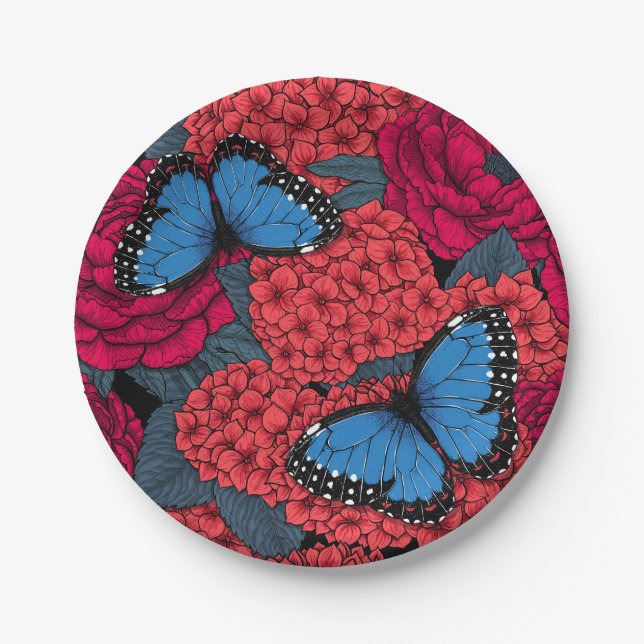 Plato De Papel Morpho garden azul (Anverso)