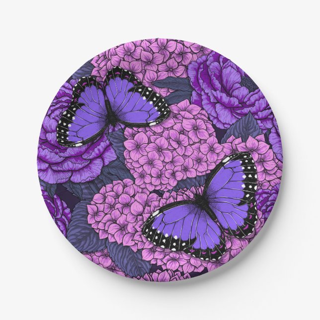 Plato De Papel Morpho garden azul 2 (Anverso)