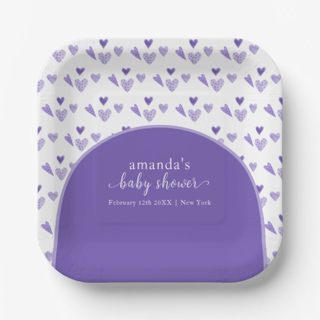 Plato De Papel Morple Boho Arch novio en Valentine Baby Shower (Anverso)