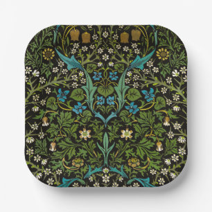 Plato De Papel Morris Black Background Vintage Blackthorn Pattern