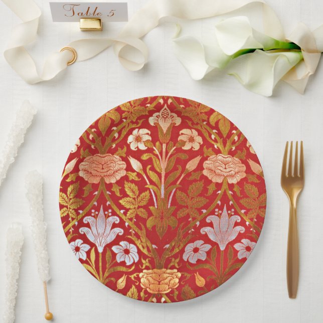 Plato De Papel Morris - Rosa y Lily (Boda)