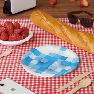 Plato De Papel mosaico de cuadros de SlipperyJoe moderno de tres-
