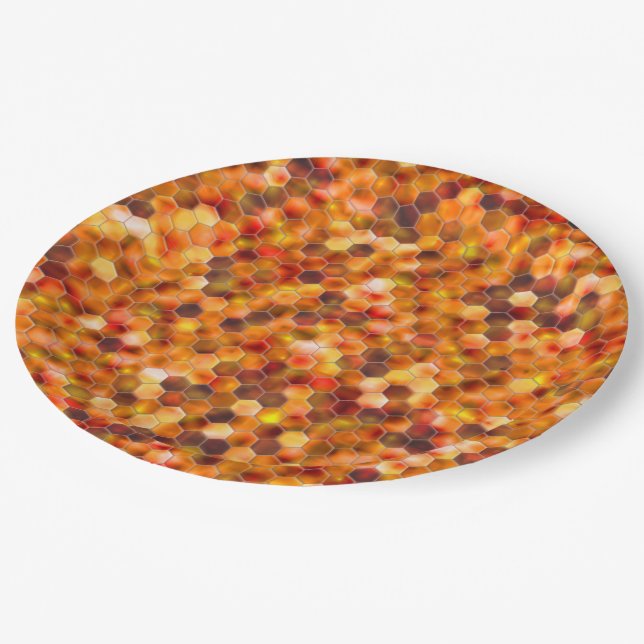 Plato De Papel Mosaico de hexágonos en puntos en tonos rojos tira (Angular)