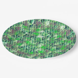 Plato De Papel Mosaico en triángulos verdes con tonos degradados