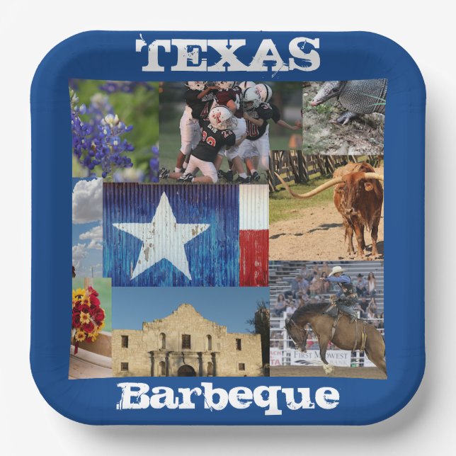 Plato De Papel Mosaico fotográfico de Texas  (Anverso)