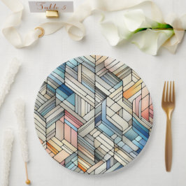 Plato De Papel Mosaico geométrico