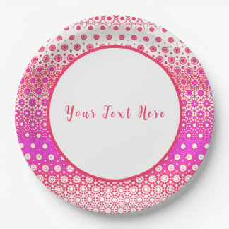 Plato De Papel Mosaico rosa y rojo