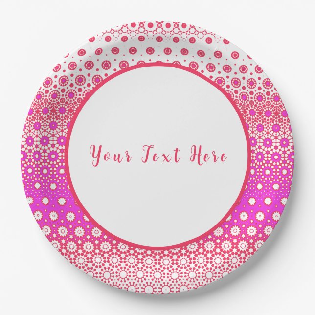 Plato De Papel Mosaico rosa y rojo (Anverso)