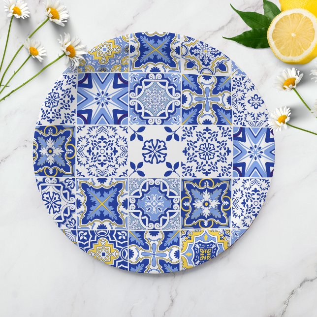 Plato De Papel Mosaicos mediterráneos Baby Shower (Subido por el creador)