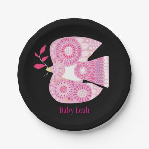 Plato De Papel MOSIAC DOVE Nombre del bebé Placas de papel