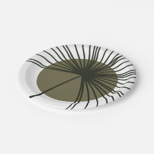 Plato De Papel Moss Green Botanical Fan Elegant Wedding
